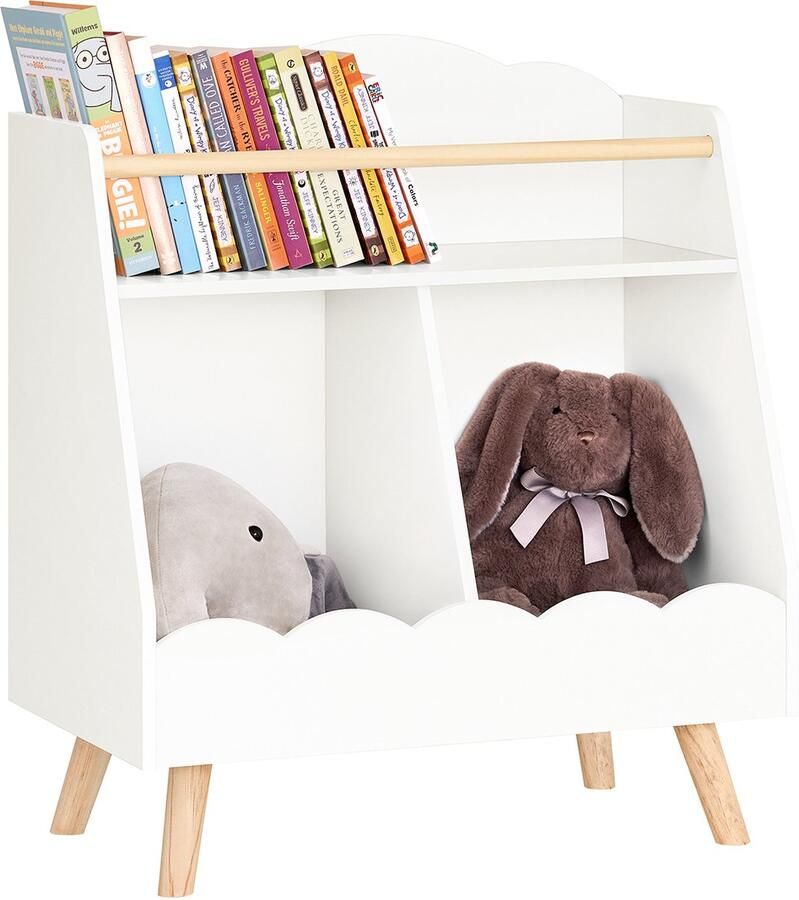 SoBuy KMB100-K-W Kinderboekenkast Witte Opbergkast met Vakken voor Kinderkamer