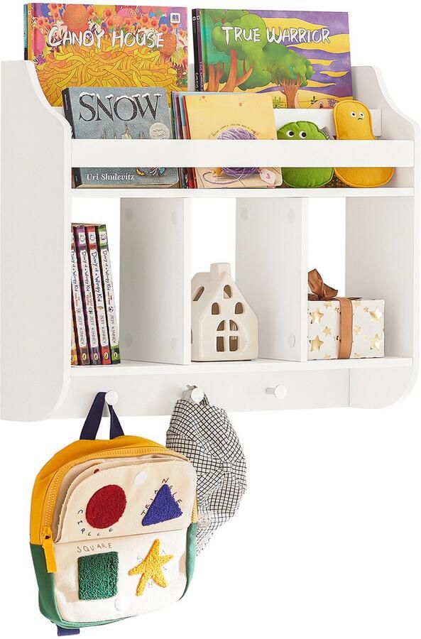 SoBuy KMB46-W Kinderboekenrek Witte Wandplank van Houtcomposiet
