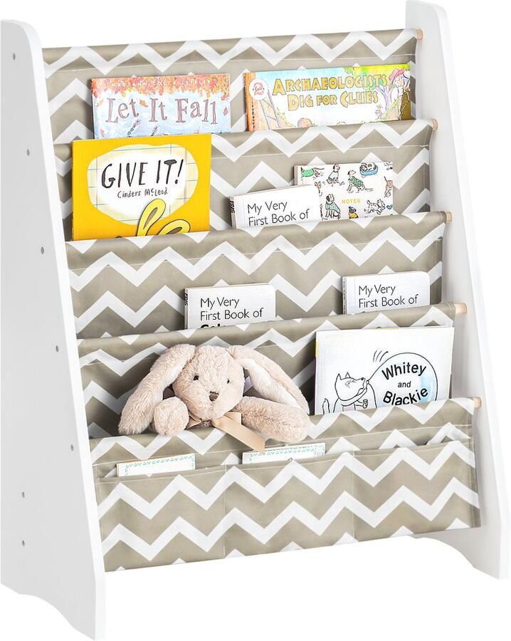 SoBuy KMB50-HG Kinderboekenkast Grijze Houtcomposiet met 7 Vakken