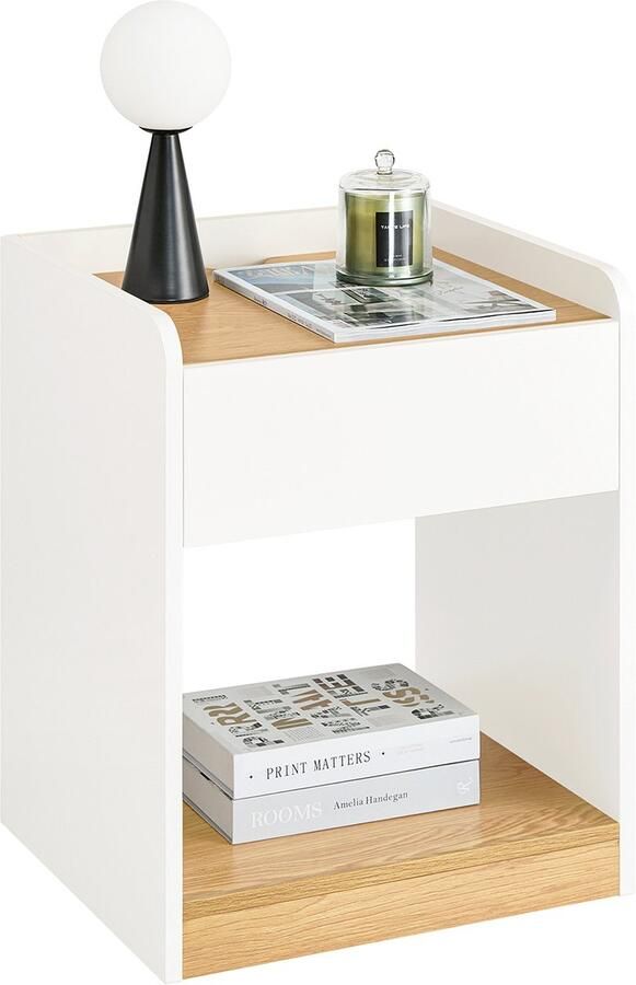 SoBuy Nachtkast bijzettafel met 1 lade voor woonkamer slaapkamer 45 x 40 x 55 cm FBT128-WN