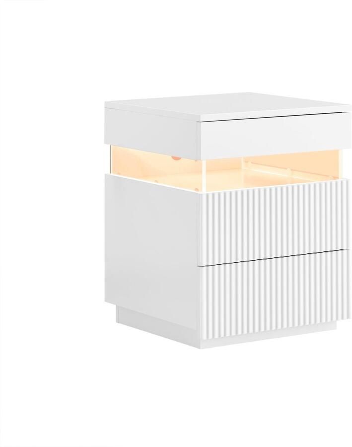 SoBuy Nachtkastje met 3 laden modern voor slaapkamer en woonkamer 41 x 40 x 52 cm wit FBT167-E-W