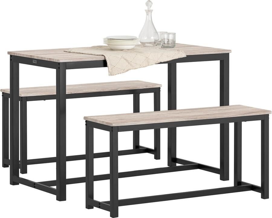 SoBuy OGT25-HN Eettafel met Bank Houten Keukentafelset & Krukken