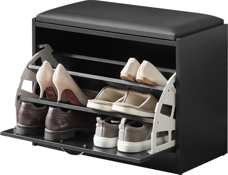 SoBuy Schoenenbank Schoenenrek Schoenenkast Gangkast Onderhoudsarm Variabele Vakken 60x30x47cm Grijs FSR16 SCH