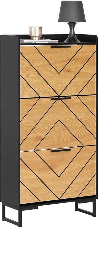 SoBuy Schoenenkast 3 kleppen ingangsmeubels schoenenrek op voet 62x24x125cm FSR164-SCH