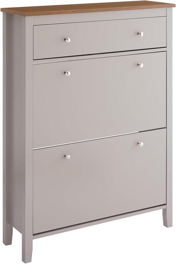 SoBuy Schoenenkast voor entree 12 paar schoenenopberglade voor entree hal MDF-hout E1 78 x 24 x 108 cm lichtbruin FSR89-KA