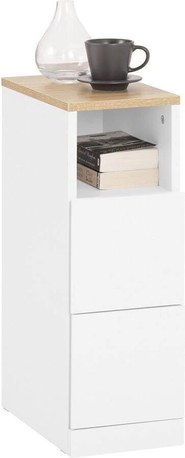 SoBuy Sofa Bijzettafel Smalle Nachtkastje met 2 Laden en Open Vak voor Woonkamer Slaapkamer 20x35x60cm FBT149-WN