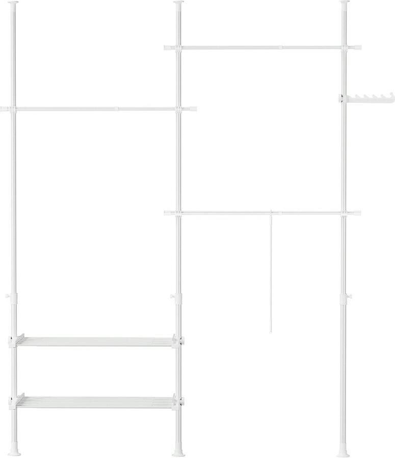 SoBuy Telescoop Kledingrek Verstelbaar Opbergsysteem B(147-195) x H(200-270) cm Wit FRG34-II-W