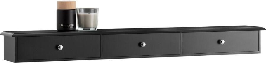 SoBuy Wandkast Badkamerkast Hangrek Wandgarderobe Halmeubel met 3 laden Zwart 93x10x15cm FRG43-L-SCH