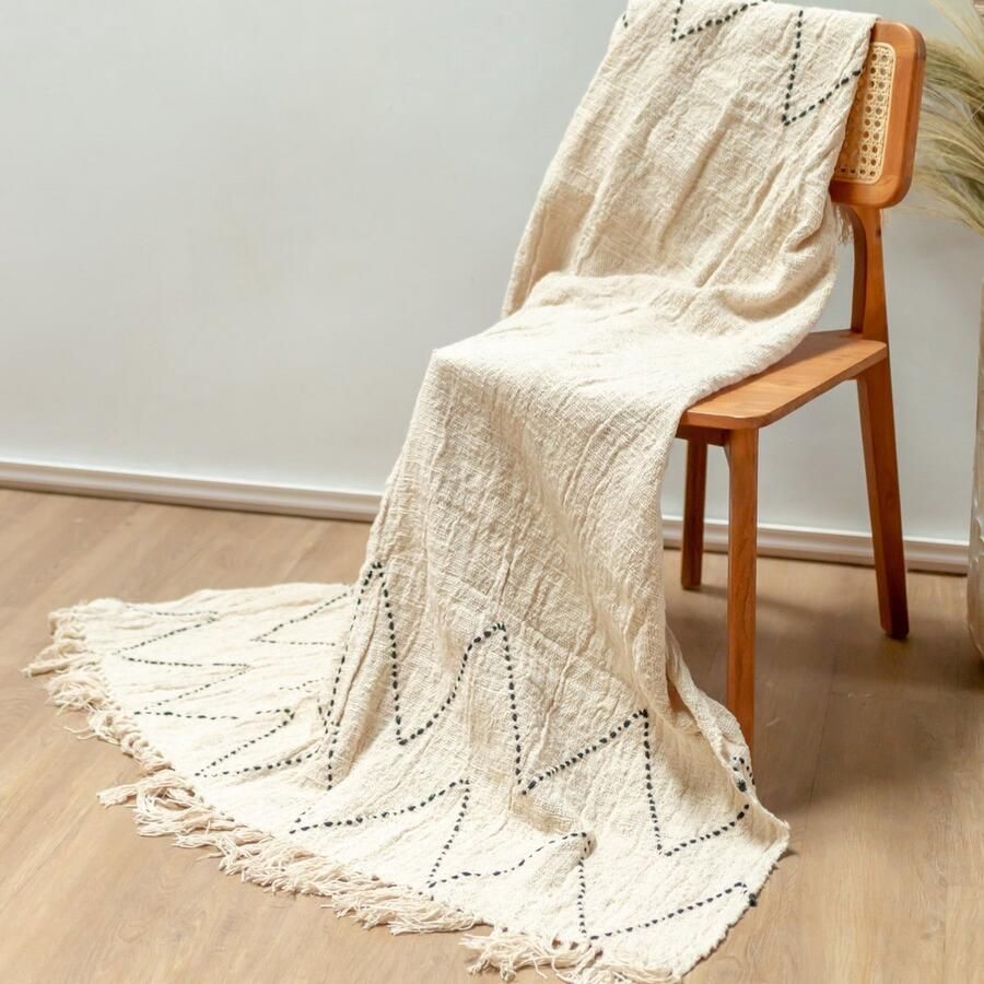 Soeji Katoenen deken Bedsprei Bedovertrek Bankdeken 140x200 cm LINGGAH Handgeweven van katoen