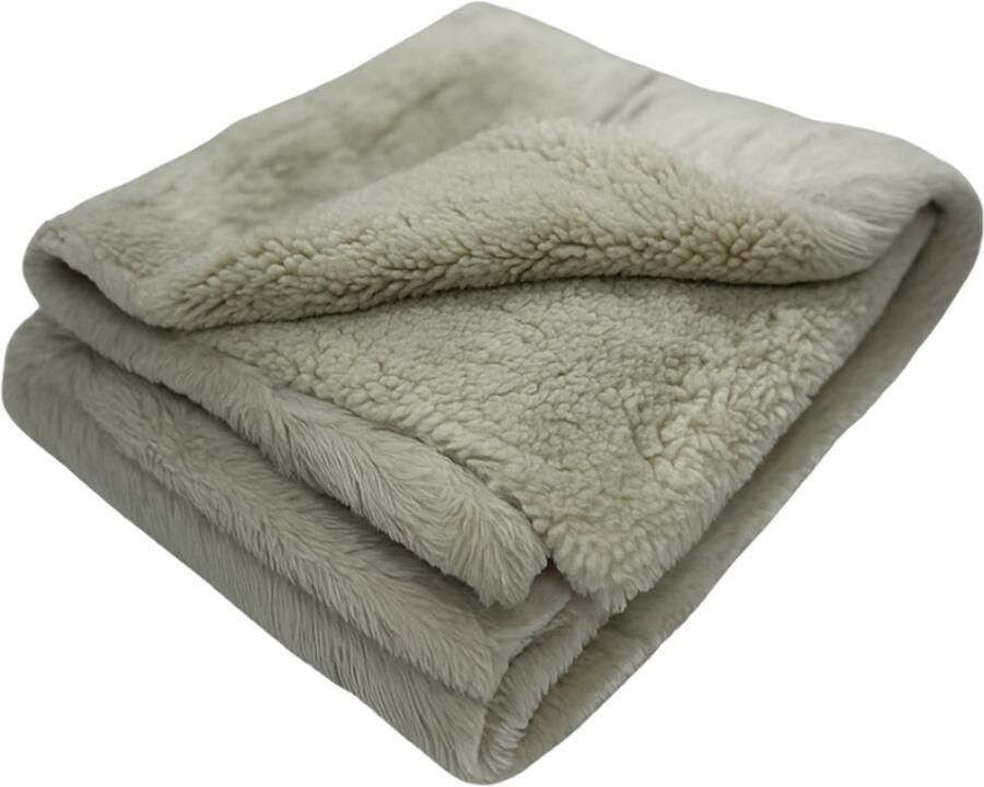 Sofaas Carre Plaid – Grijs – 150x200 cm – Luxe Fleece Deken – Faux Fur & Teddy Fleece – Super Zacht en Warm – Plaid voor Bank Bed en Buiten – Carre-patroon