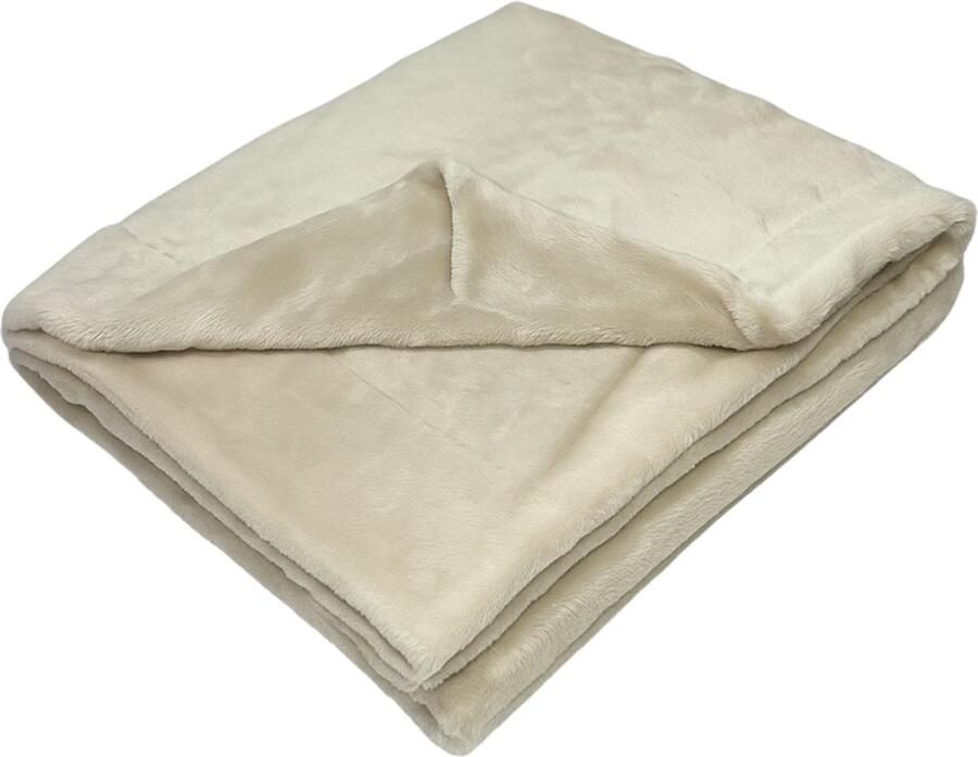 Sofaas FluFF Plaid – Beige Ecru – 200×240 cm – XL Luxe Fleece Deken – Faux Rabbit Fur – Super Zacht en Warm – Voor Bank en Bed