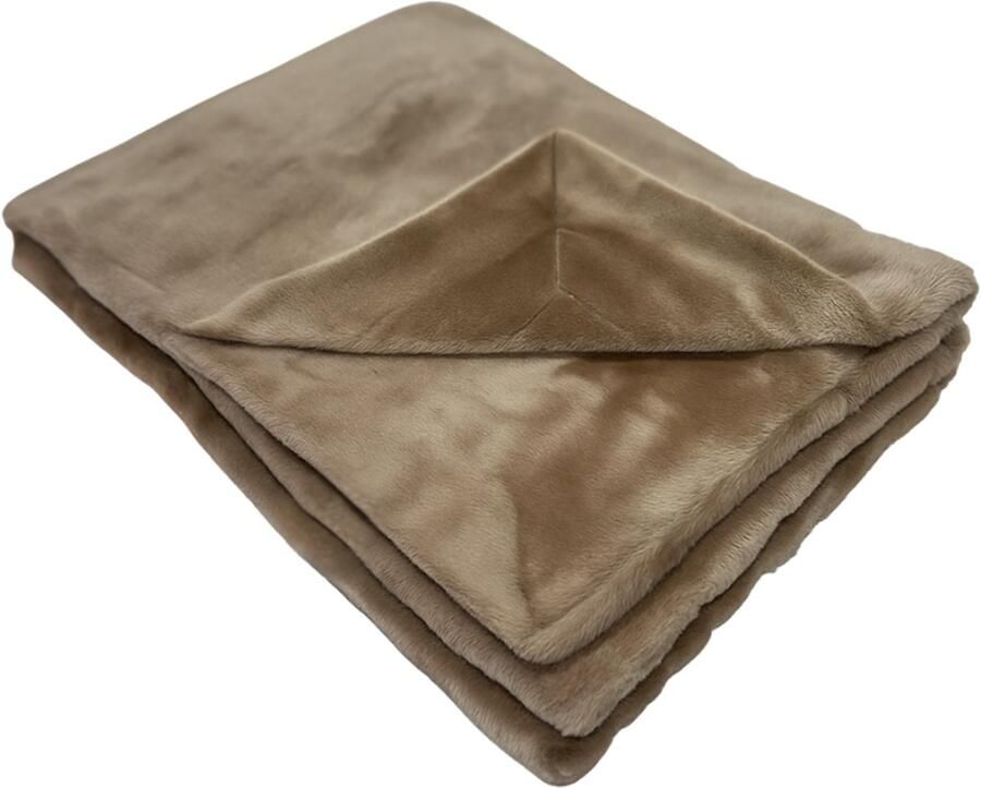 Sofaas FluFF Plaid – Stone – 200×240 cm – XL Luxe Fleece Deken – Faux Rabbit Fur – Super Zacht en Warm – Voor Bank en Bed