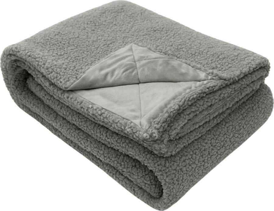 Sofaas Luna Plaid – Grey – 150×200 cm – Luxe Teddy Fleece Deken – Sherpa Look & Velvet Binnenzijde – Super Zacht en Warm – Plaid voor Bank en Bed