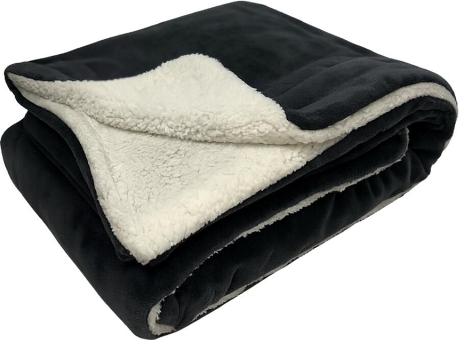 Sofaas SooF Plaid – Antraciet – 150×200 cm – Coral Fleece Deken – 250 gsm Bovenlaag & 180 gsm Sherpa – Super Zacht en Warm – Plaid voor Bank en Bed