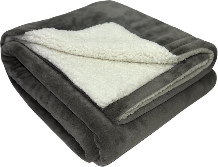 Sofaas SooF Plaid – Grey – 150×200 cm – Coral Fleece Deken – 250 gsm Bovenlaag & 180 gsm Sherpa – Super Zacht en Warm – Plaid voor Bank en Bed