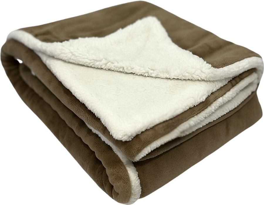 Sofaas SooF Plaid – Taupe – 200×240 cm – XL Coral Fleece Deken – 250 gsm Bovenlaag & 180 gsm Sherpa – Super Zacht en Warm – Voor Bank en Bed