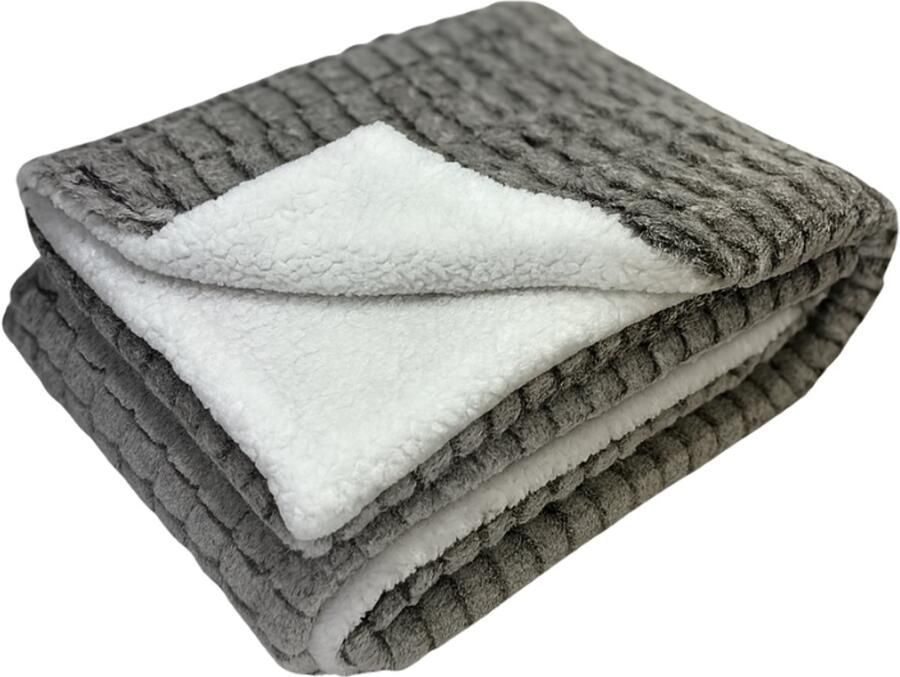 Sofaas Waffle Plaid – Grey – 150×200 cm – Luxe Fleece Deken – Faux Rabbit Fur Waffle Patroon – Super Zacht en Warm – Plaid voor Bank en Bed