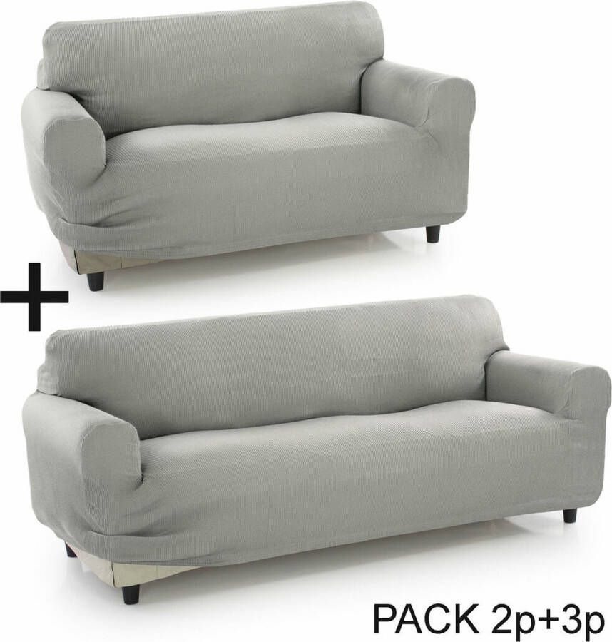 Sofakover Bankbedekking Pocket Duo Romeo 2 Stuks Lichtgrijs