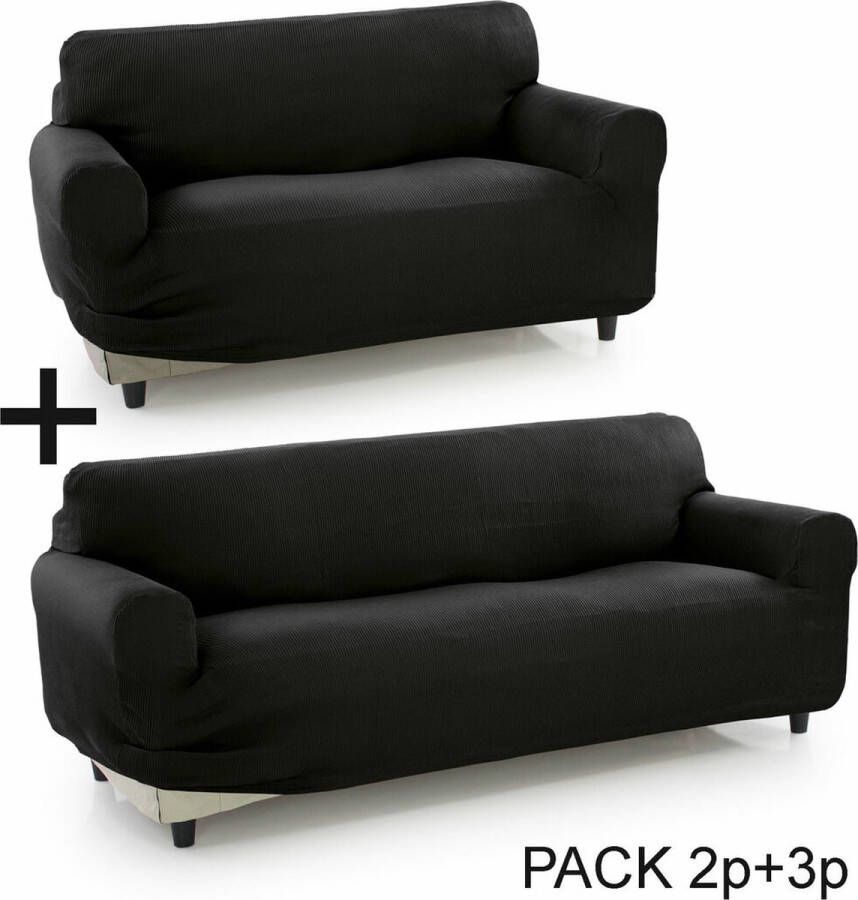 Sofakover Bankbedekking Pocket Duo Romeo 2 Stuks Zwart