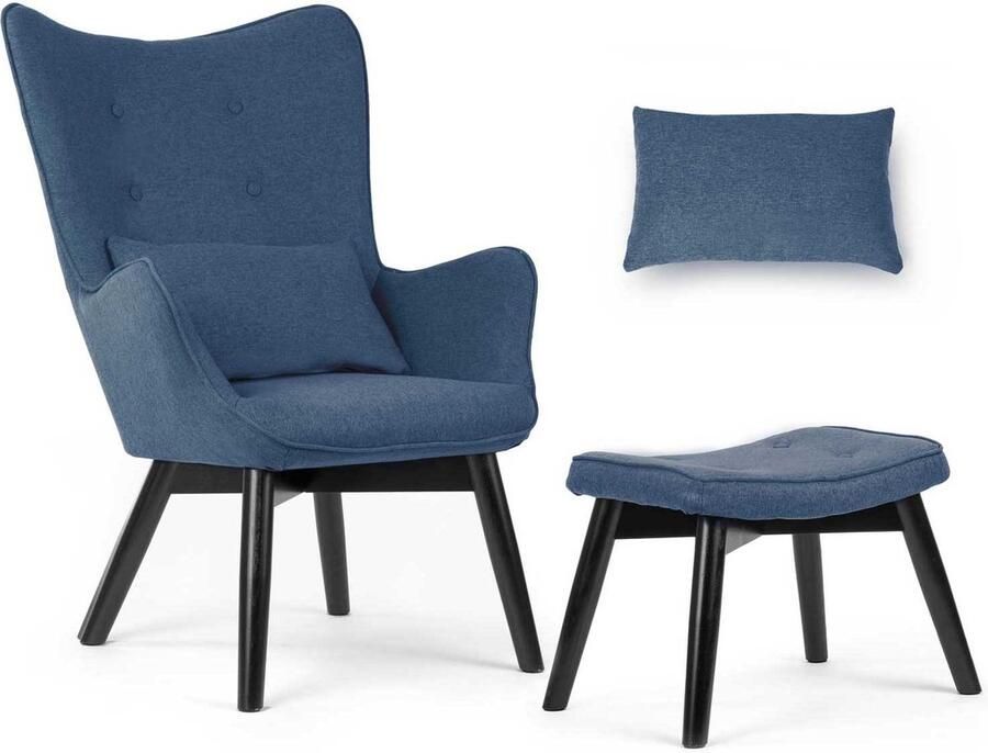 Sofotel Noorse blauwe fauteuil met voetenbank