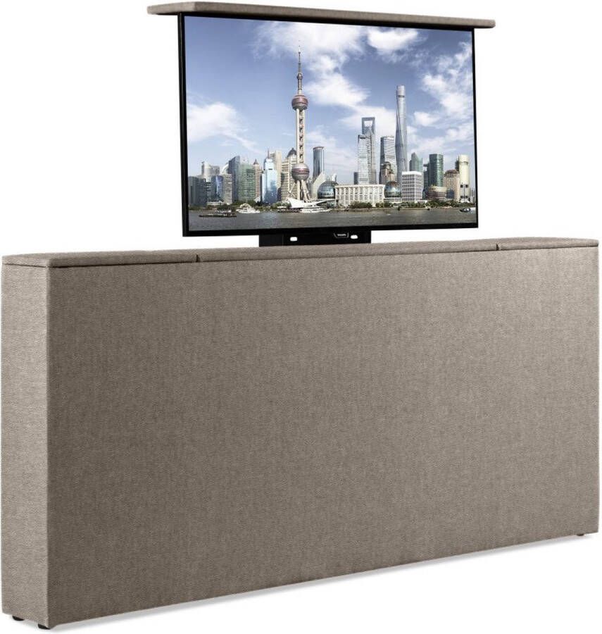 Soft bedden Bedonderdeel TV-Lift meubel Voetbord Max. 43 inch TV 130 breed x85x21 lederlook Taupe