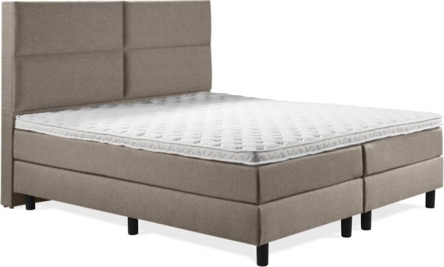 Soft bedden Boxspring Luxe 140x220 4 vlaks Taupe Lederlook