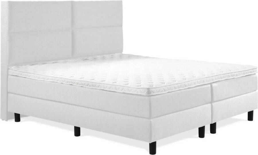 Soft bedden Boxspring Luxe 140x220 4 vlaks Wit Lederlook