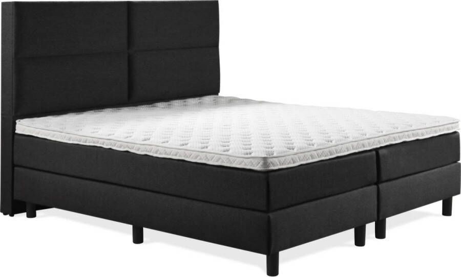 Soft bedden Boxspring Luxe 140x220 4 vlaks Zwart Lederlook