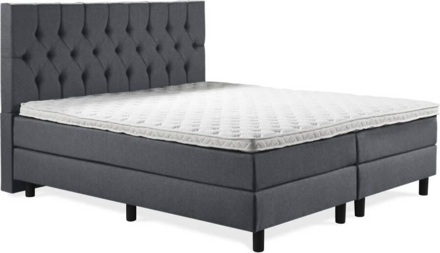 Soft bedden Boxspring Luxe 160x200 Capiton Antraciet Lederlook