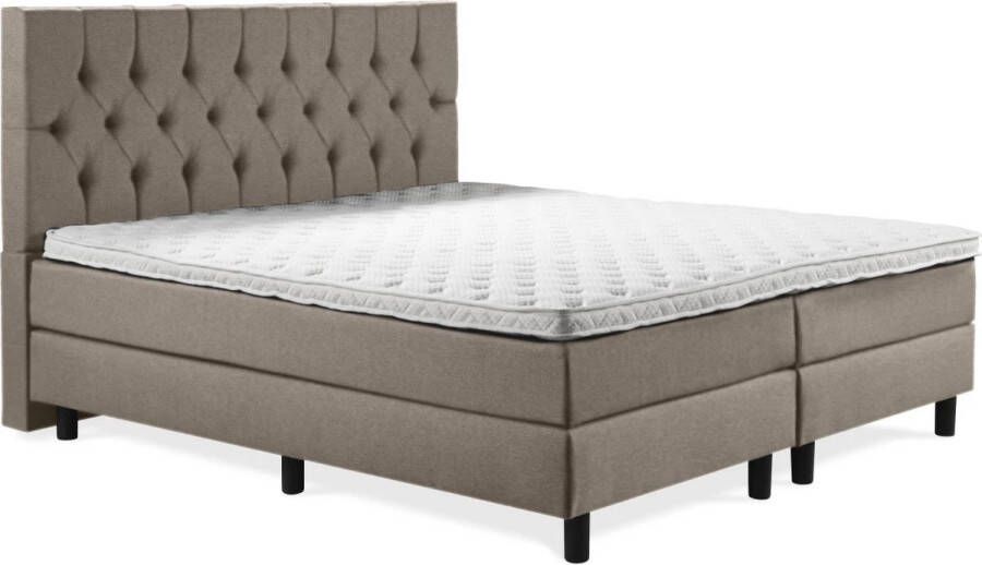 Soft bedden Boxspring Luxe 160x200 Capiton Taupe Lederlook