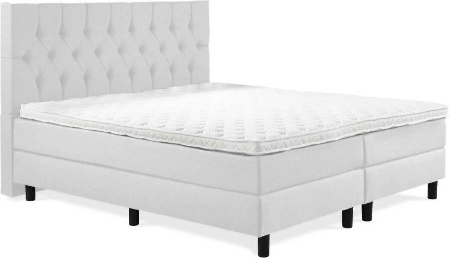 Soft bedden Boxspring Luxe 160x200 Capiton Wit Lederlook