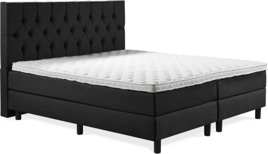 Soft bedden Boxspring Luxe 160x200 Capiton Zwart Lederlook