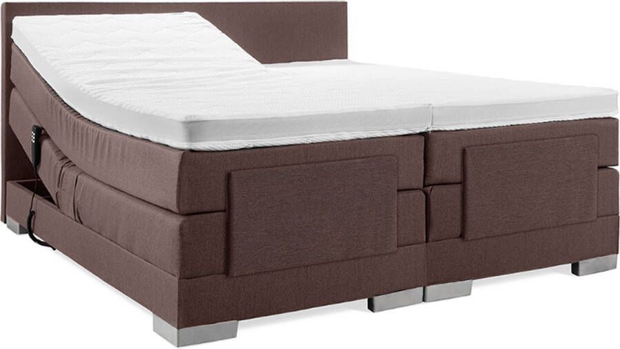 Soft bedden Elektrische Boxspring 180x210 Incl. Glad hoofdbord Notenbruin met plint