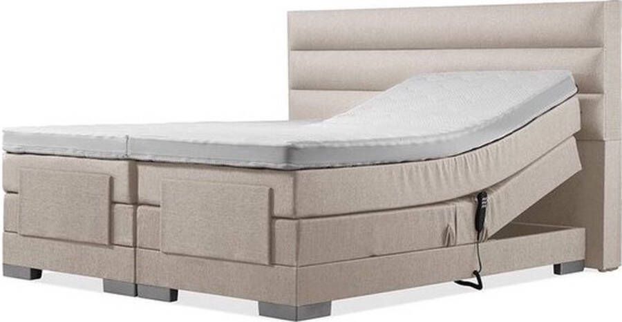 Soft bedden Elektrische Boxspring 180x210 Incl. Horizontaal hoofdbord Beige met plint