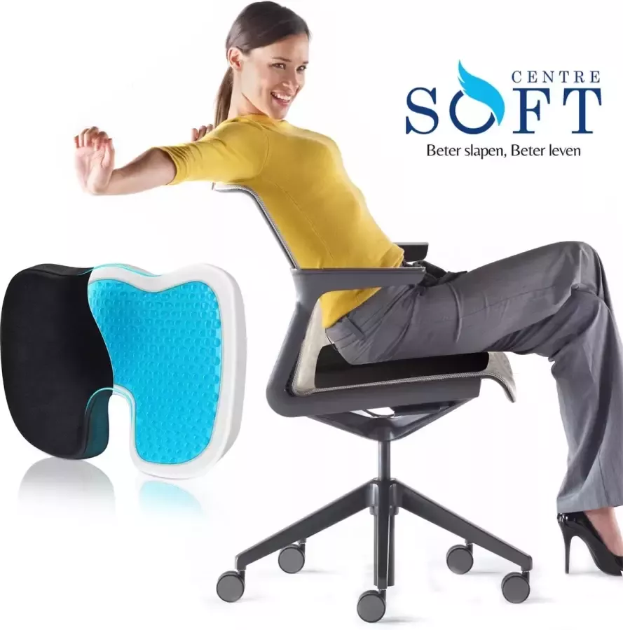 SoftCentre Wigkussens Stuitkussen Traag schuim Zitkussen Ergonomisch Zitkussen Orthopedisch Auto & Bureaustoel