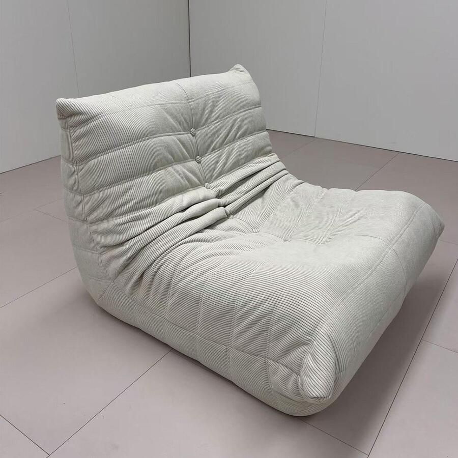 SoftEva – Togo Canapés Zitzak Vloerfauteuil voor Volwassenen Ergonomische Luie Stoel van Hoge Dichtheid Spons tot 150 kg belastbaar in Gebroken Wit 80 × 100 × 72 cm