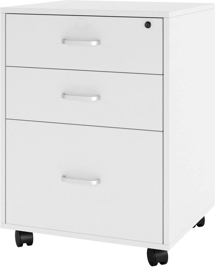 Sogeshome Afsluitbare ladekast op wielen 60 x 39 x 50 cm 3 laden wit