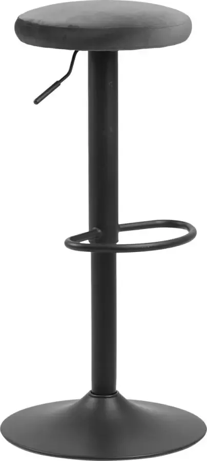 Sohome Barkruk set van 2 'Lennis' Velvet (zithoogte 62-82cm) kleur Dark Grey