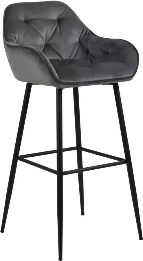 Sohome Barkruk set van 2 'Otto' Velvet kleur Dark Grey (zithoogte 79cm)