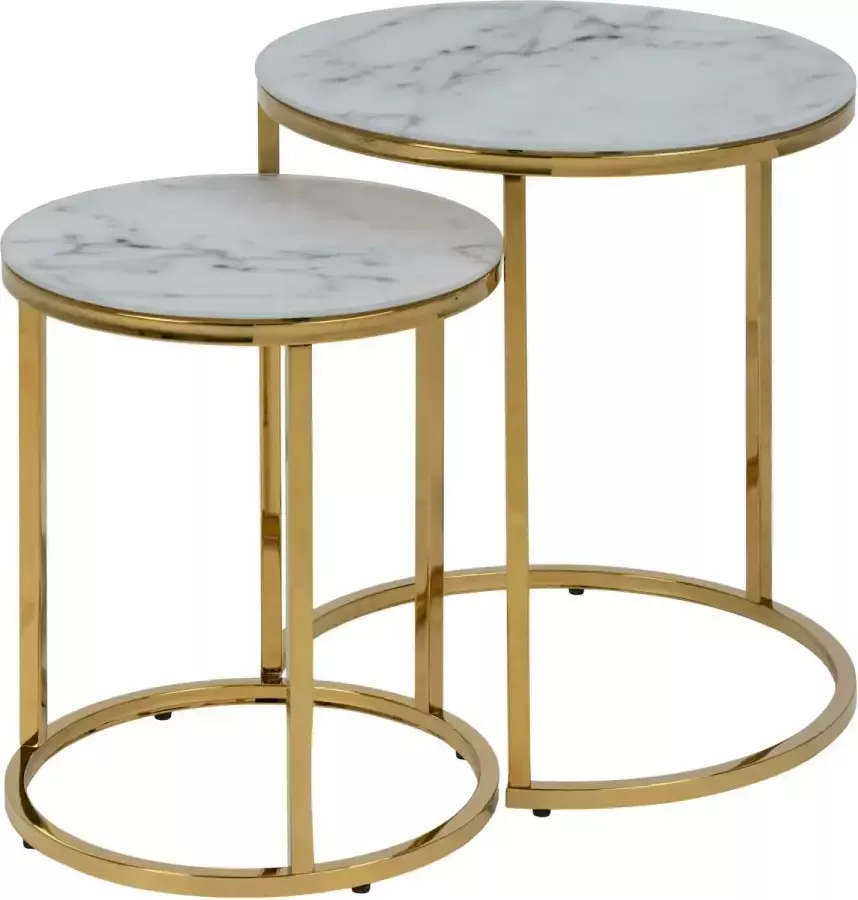 Sohome Bijzettafel 'Aubri' Set van 2 stuks kleur Wit Goud