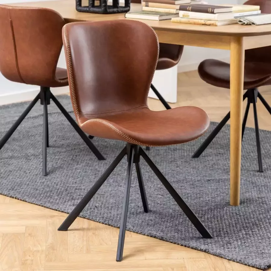 Bendt Sohome Draaibare Eetkamerstoel 'Jasmaine' PU kleur Bruin set van 2 stuks