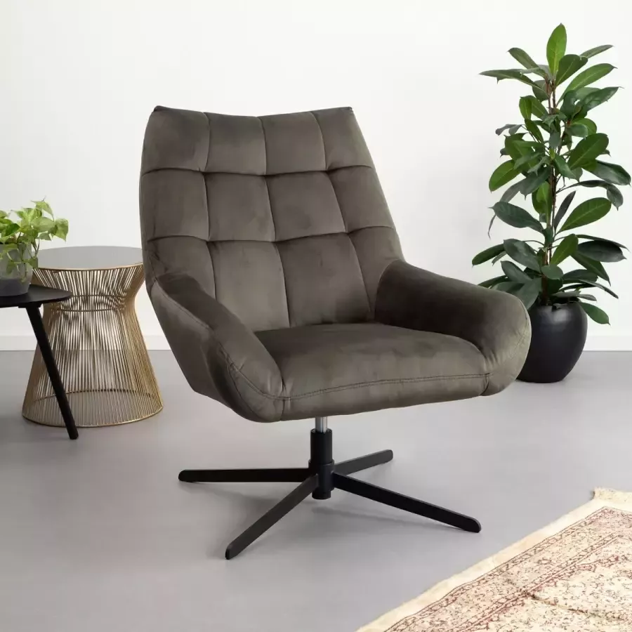 Sohome Draaifauteuil 'Shimika' Velvet kleur Dark Green