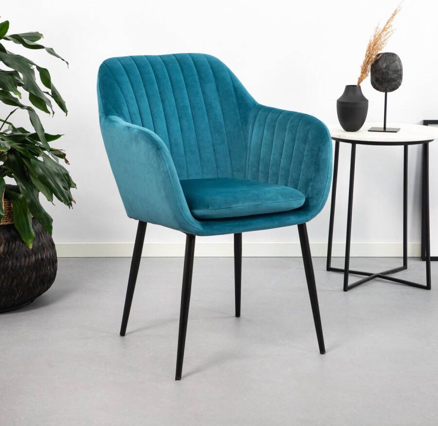 Giga Living Eetkamerstoel Groen Stof Zithoogte 49cm Fiska