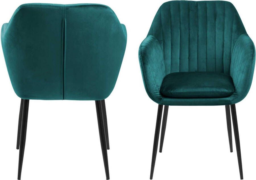 Giga Living Eetkamerstoel Groen Stof Zithoogte 49cm Fiska - Foto 2