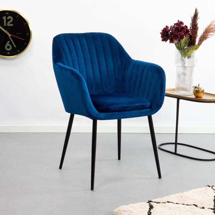 Sohome Eetkamerstoel 'Andre' Velvet kleur Donkerblauw