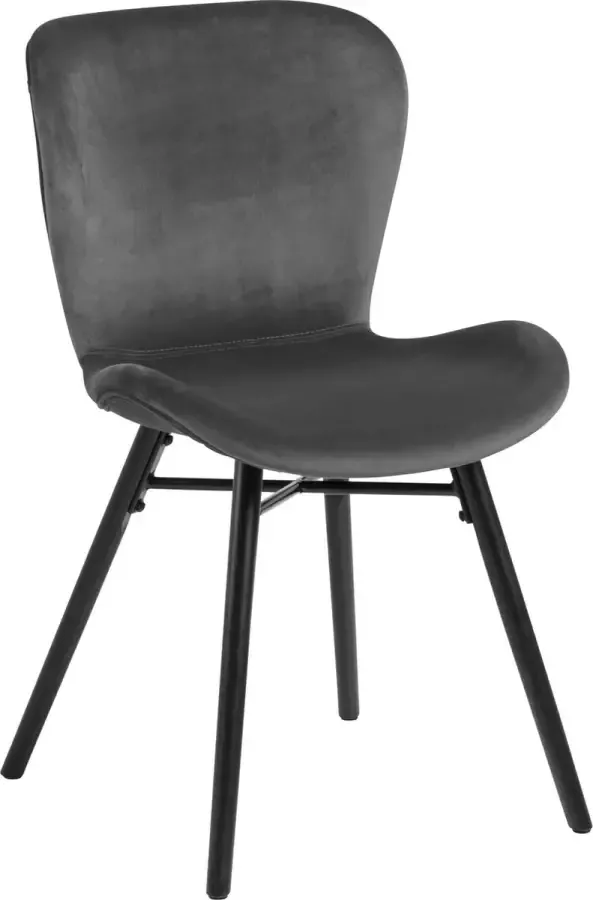 Sohome Eetkamerstoel 'Jasmaine' Velvet kleur Donkergrijs set van 2 stuks