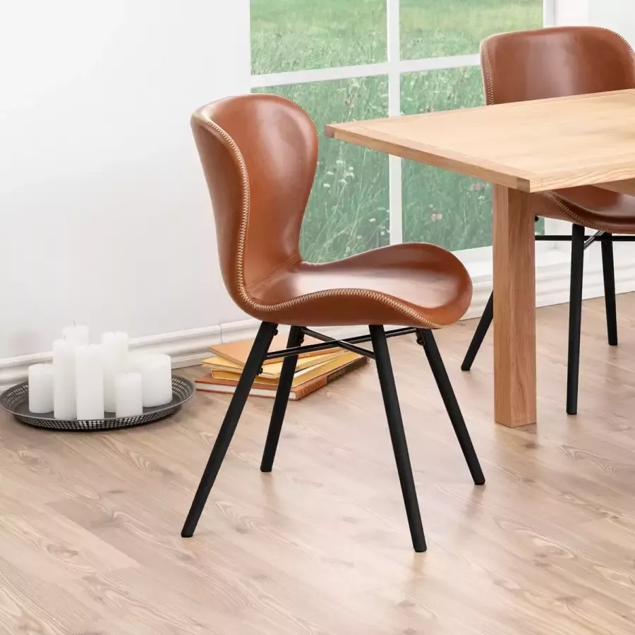 Bendt Sohome Eetkamerstoel 'Jasmaine' PU kleur Cognac set van 2 stuks