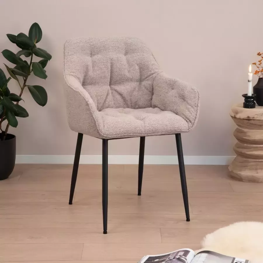 Sohome Eetkamerstoel set van 2 Otto Bouclé Beige - Foto 2