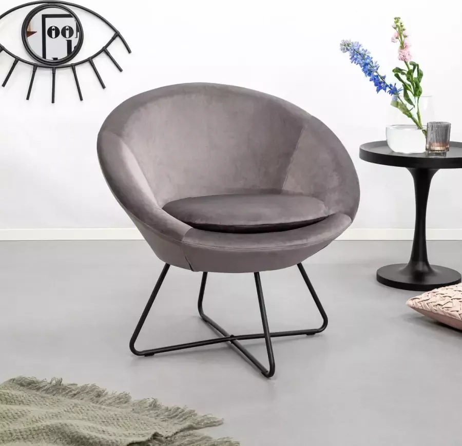 Sohome Fauteuil 'Kang' Velvet kleur Donkergrijs