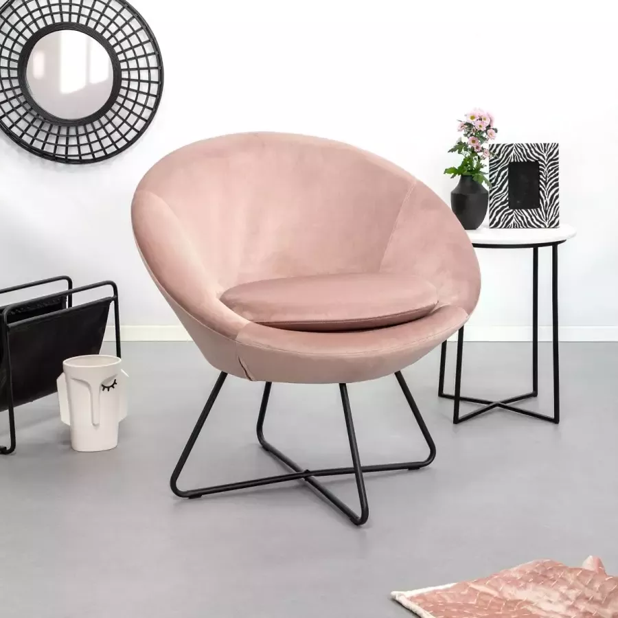 Sohome Fauteuil 'Kang' Velvet kleur Dusty Rose